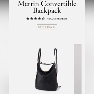 HOBO Merrin Convertible backpack purse black pebbled leather $328, VGC